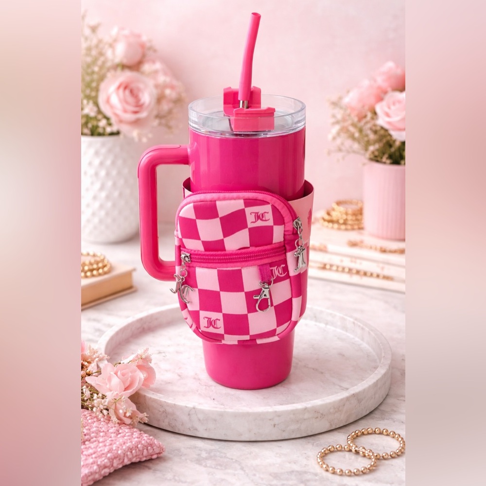 Juicy Couture 40oz Hot/Cold Stainless Steel Tumbler With Pouch - Brand New
